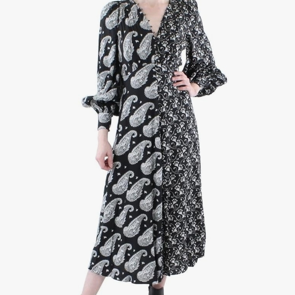 Ted Baker Black and White Ruffled Wrap Maxi Dress - Picture 2 of 10